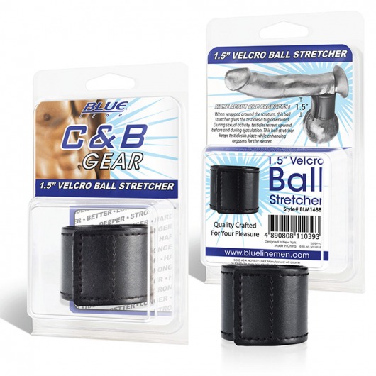 Хомут-утяжка для мошонки из искусственной кожи на липучке VELCRO BALL STRETCHER- 4 см. - BlueLine - в Кисловодске купить с доставкой