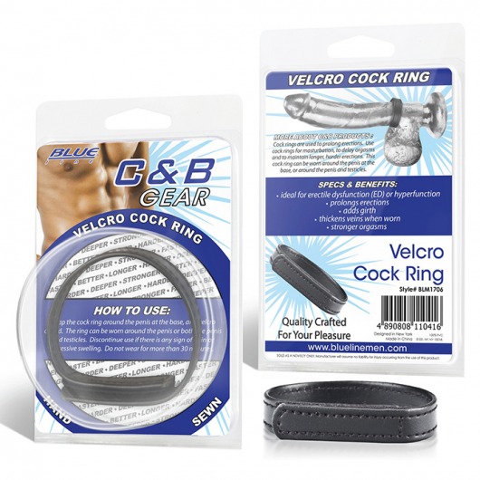 Кольцо на пенис из искусственной кожи на липучке VELCRO COCK RING - 5 см. - BlueLine - в Кисловодске купить с доставкой
