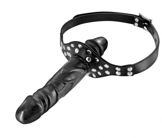 Черный кляп-фаллоимитатор Double Penis Gag - Fetish Tentation - купить с доставкой в Кисловодске