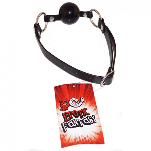 Силиконовый черный кляп-шарик на ремне Black Ballgag - Erotic Fantasy - купить с доставкой в Кисловодске