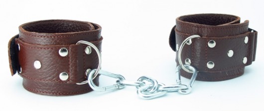 Коричневые кожаные оковы с клепками - БДСМ Арсенал - купить с доставкой в Кисловодске