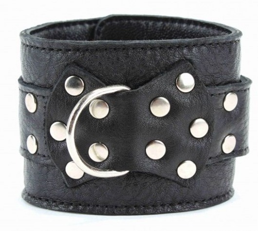 Чёрные наручники  из кожи с пряжкой - БДСМ Арсенал - купить с доставкой в Кисловодске