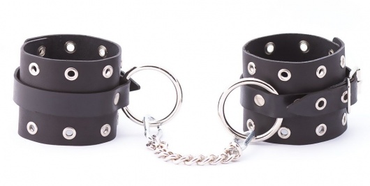 Черные кожаные оковы с люверсами - Crazy Handmade - купить с доставкой в Кисловодске