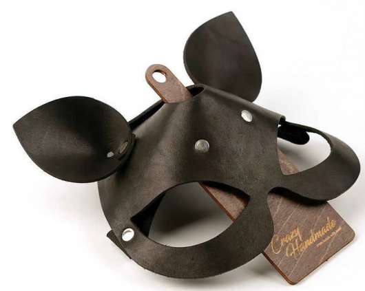 Черная кожаная маска  Кошка  с маленькими ушками - Crazy Handmade - купить с доставкой в Кисловодске