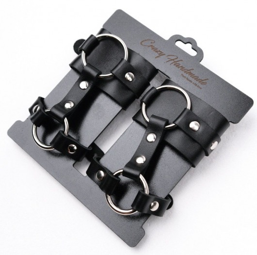 Черные наручники с креплением на кисть руки - Crazy Handmade - купить с доставкой в Кисловодске