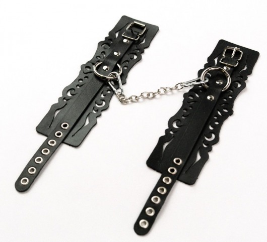 Узорчатые кожаные оковы с регулируемыми ремешками - Crazy Handmade - купить с доставкой в Кисловодске