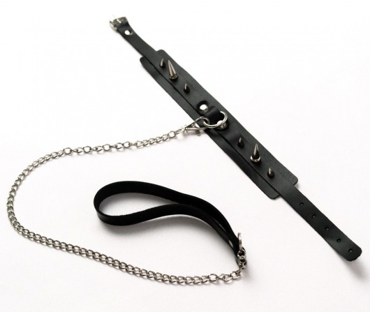 Черный ошейник с шипами и поводком - Crazy Handmade - купить с доставкой в Кисловодске