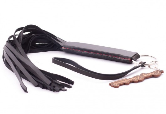 Черная кожаная плеть с удобной ручкой - 50 см. - Crazy Handmade - купить с доставкой в Кисловодске