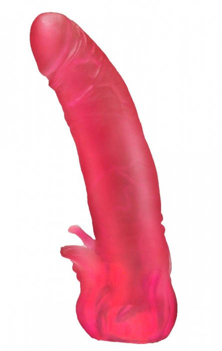 Розовая насадка для страпона с клиторальными лепестками - 18,5 см. - LOVETOY (А-Полимер) - купить с доставкой в Кисловодске