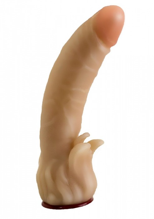 Телесная гелевая насадка-фаллос с клиторальными лепестками - 18,5 см. - LOVETOY (А-Полимер) - купить с доставкой в Кисловодске