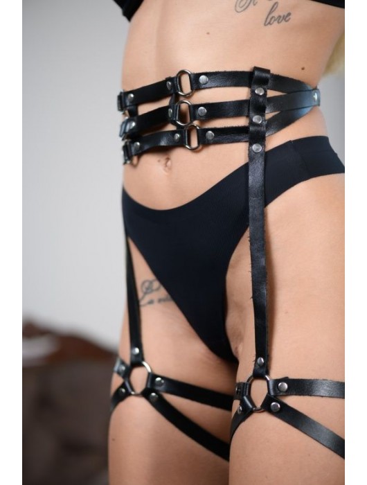 Кожаные гартеры на поясе Esteria - БДСМ Арсенал - купить с доставкой в Кисловодске