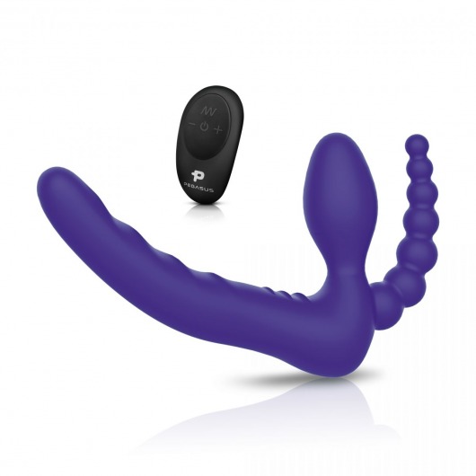 Фиолетовый безремневой страпон с пультом ДУ 7’’ Remote Control Strapless - 24 см. - Pegasus - купить с доставкой в Кисловодске