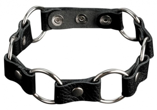 Кожаный черный ошейник с кольцами - Sitabella - купить с доставкой в Кисловодске