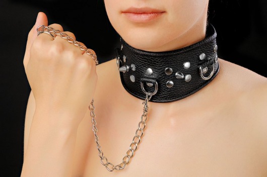 Чёрный ошейник из кожи - Sitabella - купить с доставкой в Кисловодске
