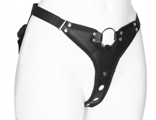 Черный женский пояс с вагинальной пробкой - LOVETOY (А-Полимер) - купить с доставкой в Кисловодске