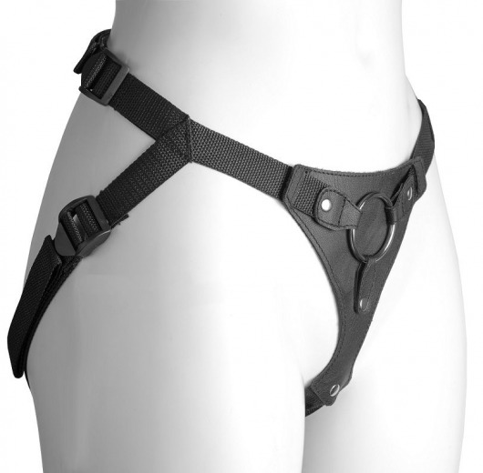 Черный женский пояс-трусики с кольцом для фиксации насадок - LOVETOY (А-Полимер) - купить с доставкой в Кисловодске