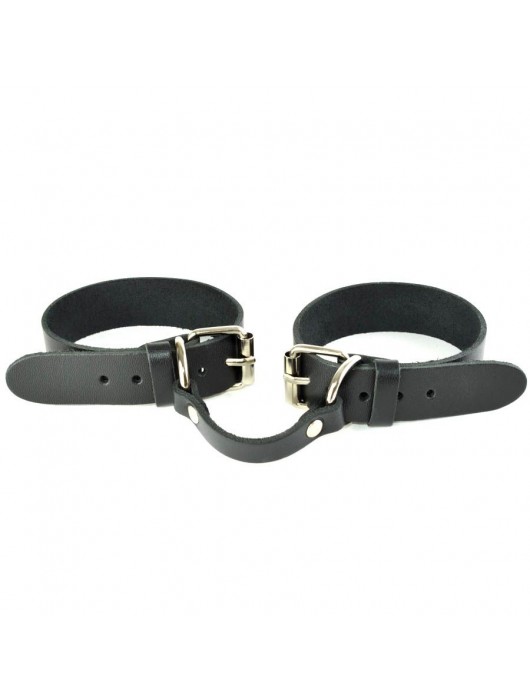 Черные кожаные наручники со съемной красной опушкой - Sitabella - купить с доставкой в Кисловодске