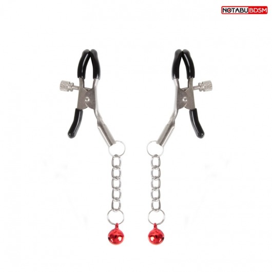 Серебристые зажимы на соски с шариками на цепочках - Notabu - купить с доставкой в Кисловодске