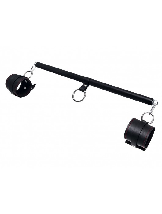 Черная распорка для ног с кожаными манжетами - Pecado - купить с доставкой в Кисловодске