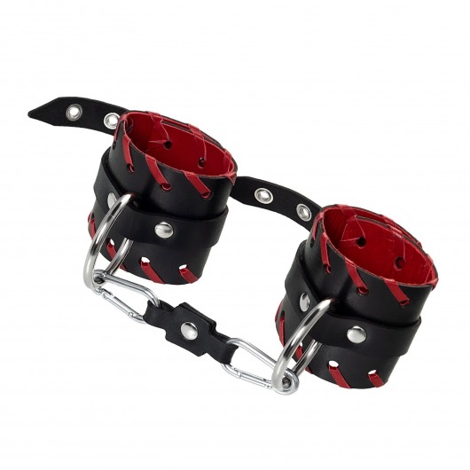 Черно-красные наручники из натуральной кожи - Pecado - купить с доставкой в Кисловодске