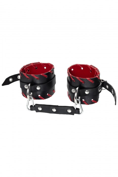 Черно-красные оковы из натуральной кожи - Pecado - купить с доставкой в Кисловодске