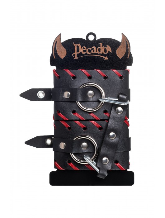 Черно-красные оковы из натуральной кожи - Pecado - купить с доставкой в Кисловодске