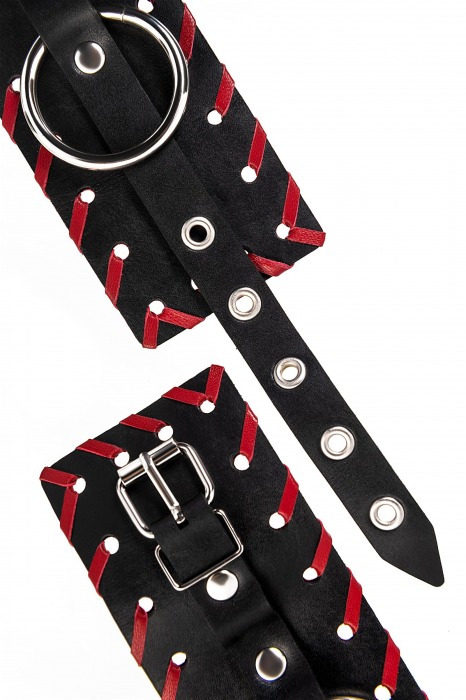 Черно-красные оковы из натуральной кожи - Pecado - купить с доставкой в Кисловодске