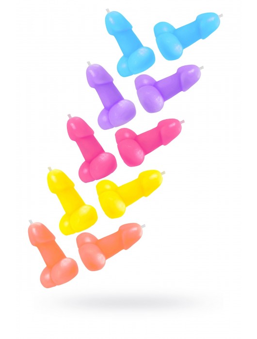 Набор из 10 разноцветных свечей в форме пениса - Pecado - купить с доставкой в Кисловодске