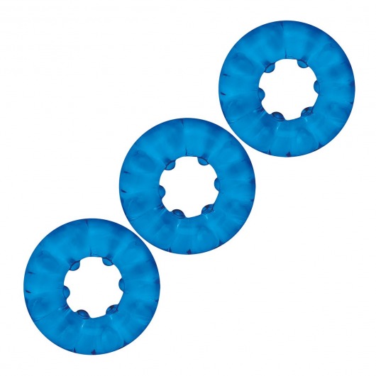 Комплект из трех голубых эрекционных колец 3-Pack Ribbed Rider Cock Ring Set - BlueLine - в Кисловодске купить с доставкой