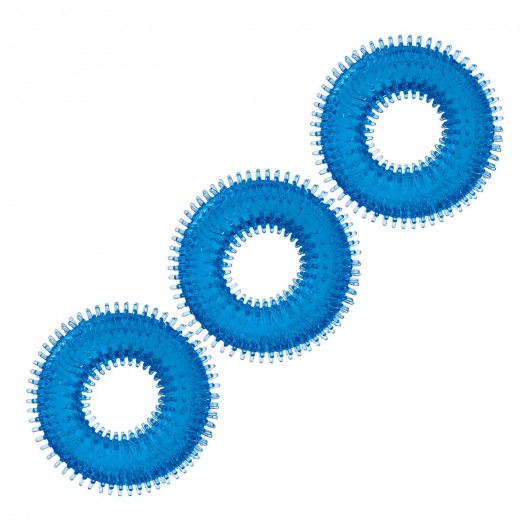 Комплект из трех голубых колец для эрекции 3-Pack Ultra-Stim Stretch Cock Rings - BlueLine - в Кисловодске купить с доставкой
