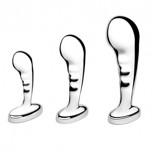Набор из 3 стальных стимуляторов простаты Stainless Steel P-spot Training Set - b-Vibe - в Кисловодске купить с доставкой