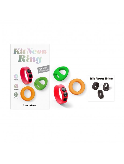 Набор из 3 разноцветных эрекционных колец Kit Neon Ring - Love to Love - в Кисловодске купить с доставкой