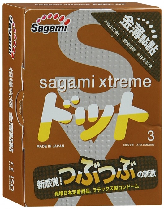Презервативы Sagami Xtreme FEEL UP с точечной текстурой и линиями прилегания - 3 шт. - Sagami - купить с доставкой в Кисловодске