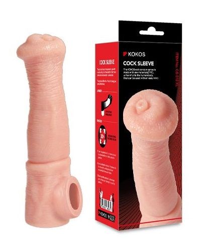 Телесная фантазийная насадка на член Cock Sleeve Size L - KOKOS - в Кисловодске купить с доставкой