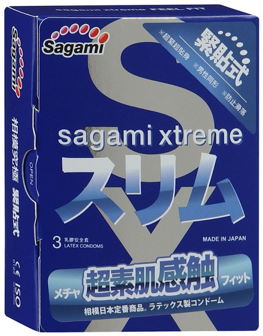 Розовые презервативы Sagami Xtreme FEEL FIT 3D - 3 шт. - Sagami - купить с доставкой в Кисловодске