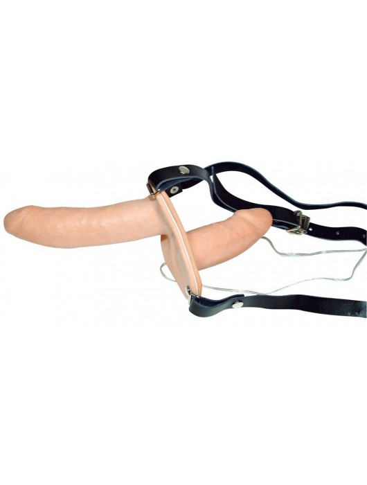 Телесный женский страпон с вагинальной пробкой Strap-On Duo - 15 см. - Orion - купить с доставкой в Кисловодске