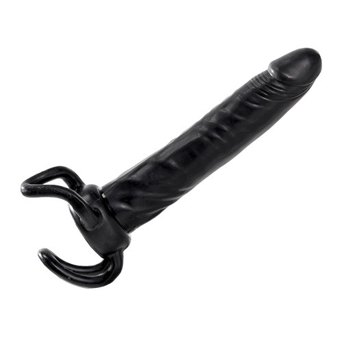 Чёрная насадка-фаллос для двойного проникновения INFLATABLE DILDO SLIM DONG  - 13,5 см. - Toyz4lovers - в Кисловодске купить с доставкой