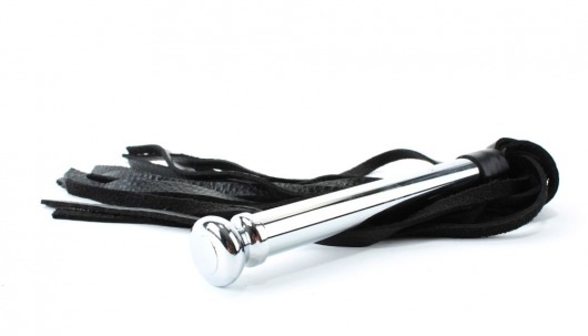 Черная плеть с металлической рукоятью - 50 см. - БДСМ Арсенал - купить с доставкой в Кисловодске