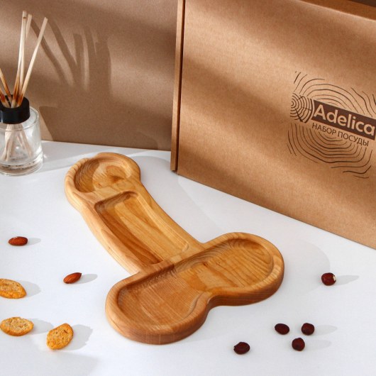 Деревянное блюдо для подачи в форме члена (32,5 х 20 х 1,7 см) - Сима-Ленд - купить с доставкой в Кисловодске