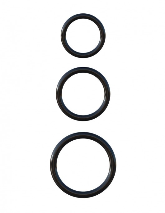 Набор из трех черных эрекционных колец Silicone 3-Ring Stamina Set - Pipedream - в Кисловодске купить с доставкой