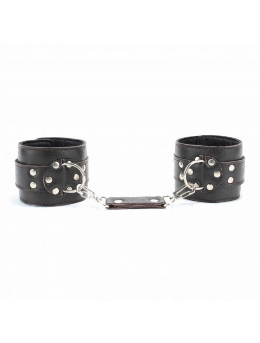 Коричневые оковы из мягкой кожи на металлической цепочке - БДСМ Арсенал - купить с доставкой в Кисловодске