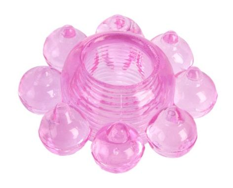 Розовое гелевое эрекционное кольцо-цветок - Toyfa Basic - в Кисловодске купить с доставкой