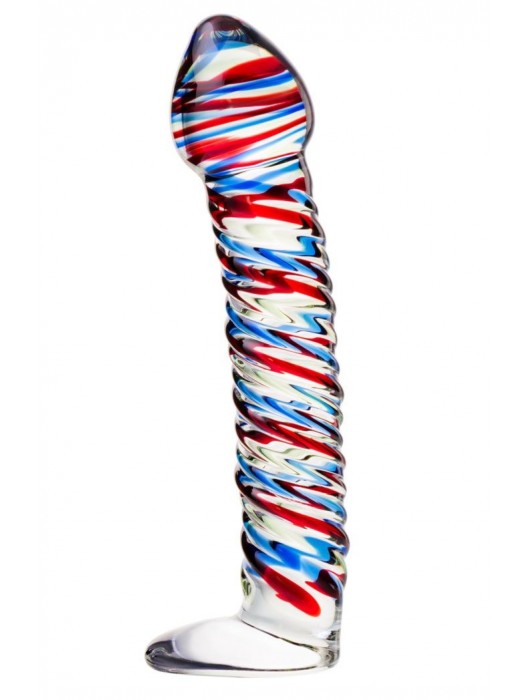 Стеклянный фаллос с разноцветными спиралями - 17 см. - Sexus