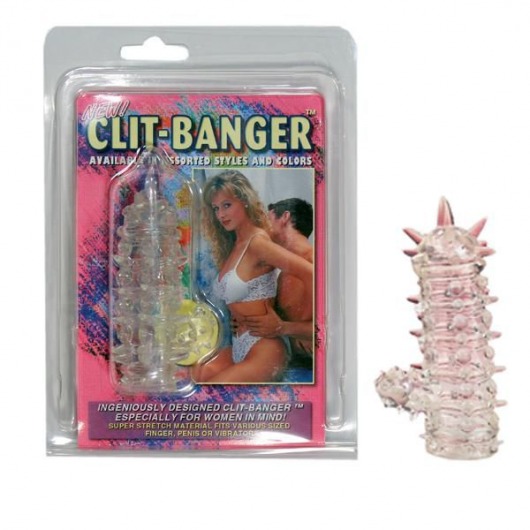 Прозрачная насадка с шипами и клиторальной шишечкой CLIT-BANGER SLEEVE IN CLEAR - Tonga - в Кисловодске купить с доставкой