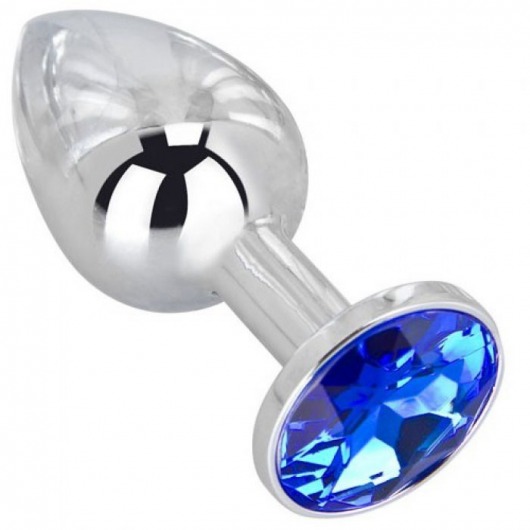 Анальное украшение BUTT PLUG  Small с синим кристаллом - 7 см. - Anal Jewelry Plug - купить с доставкой в Кисловодске