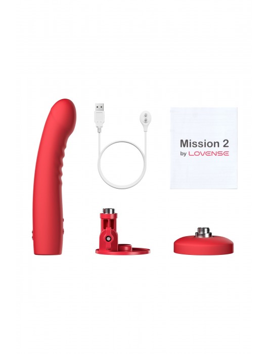 Красный вибратор Mission 2 с технологией Touch-Sense - 20 см. - Lovense