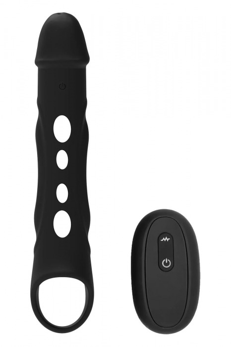 Черная насадка-удлинитель Vibrating Extender With Remote с вибрацией - Dream Toys - в Кисловодске купить с доставкой