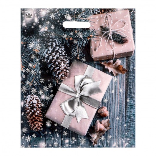 Новогодний пакет с принтом в виде подарков и вырубной ручкой (45х38 см) - Сима-Ленд - купить с доставкой в Кисловодске
