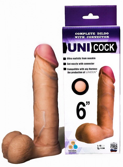 Насадка для страпона фаллической формы UNICOCK 6  - 18 см. - LOVETOY (А-Полимер) - купить с доставкой в Кисловодске