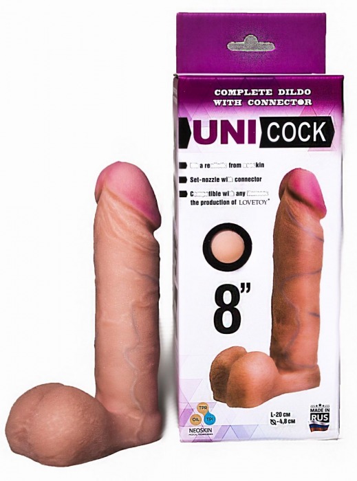 Фаллическая насадка для страпона UNICOCK 8  - 20 см. - LOVETOY (А-Полимер) - купить с доставкой в Кисловодске